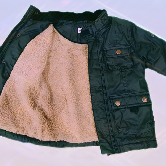 H&M Winter Jacket Boys Black Sherpa lined 3-4y - Picture 2 of 11